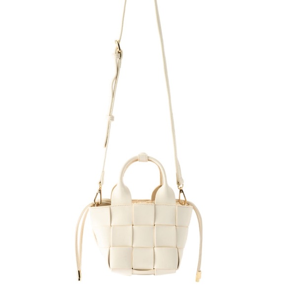 Woven Faux Leather Bag with Removable Strap and Pouch - Picture 2 of 10